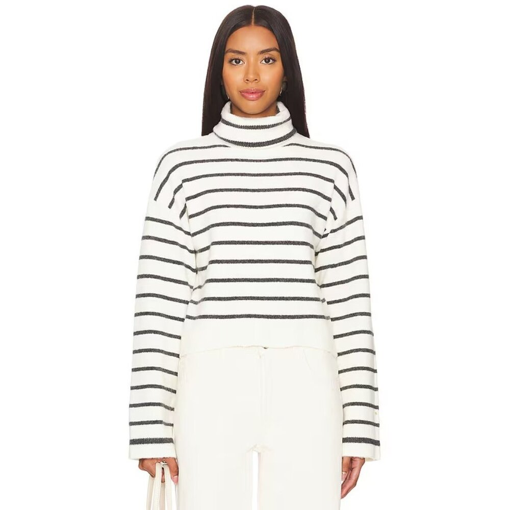 Steve Madden Narsha Sweater in Antique White & Heather Grey Stripe